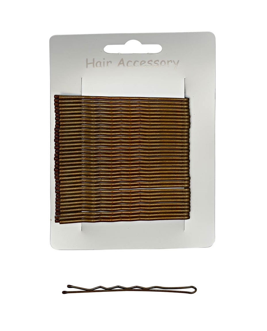 7cm Waved Hairgrips Brown