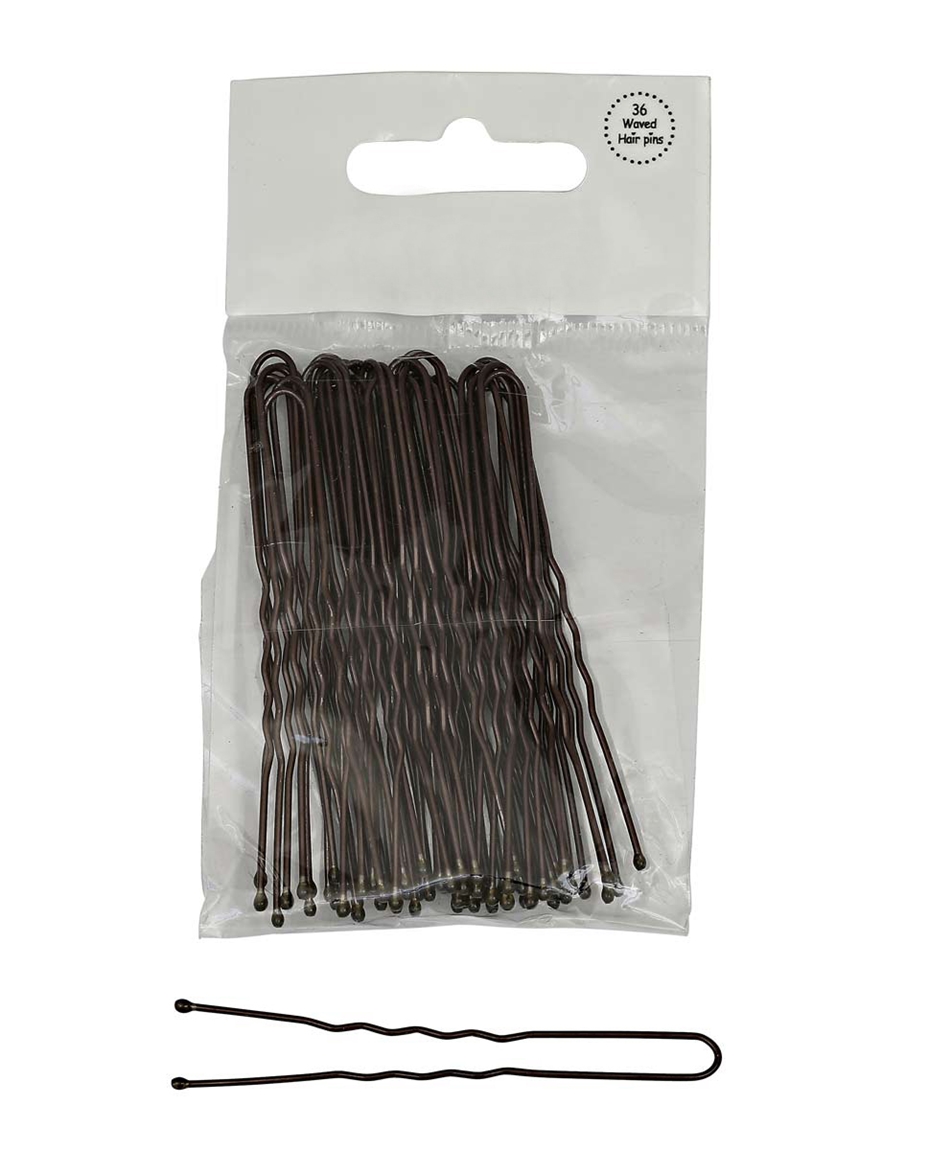 5cm Waved Hairpins Brown