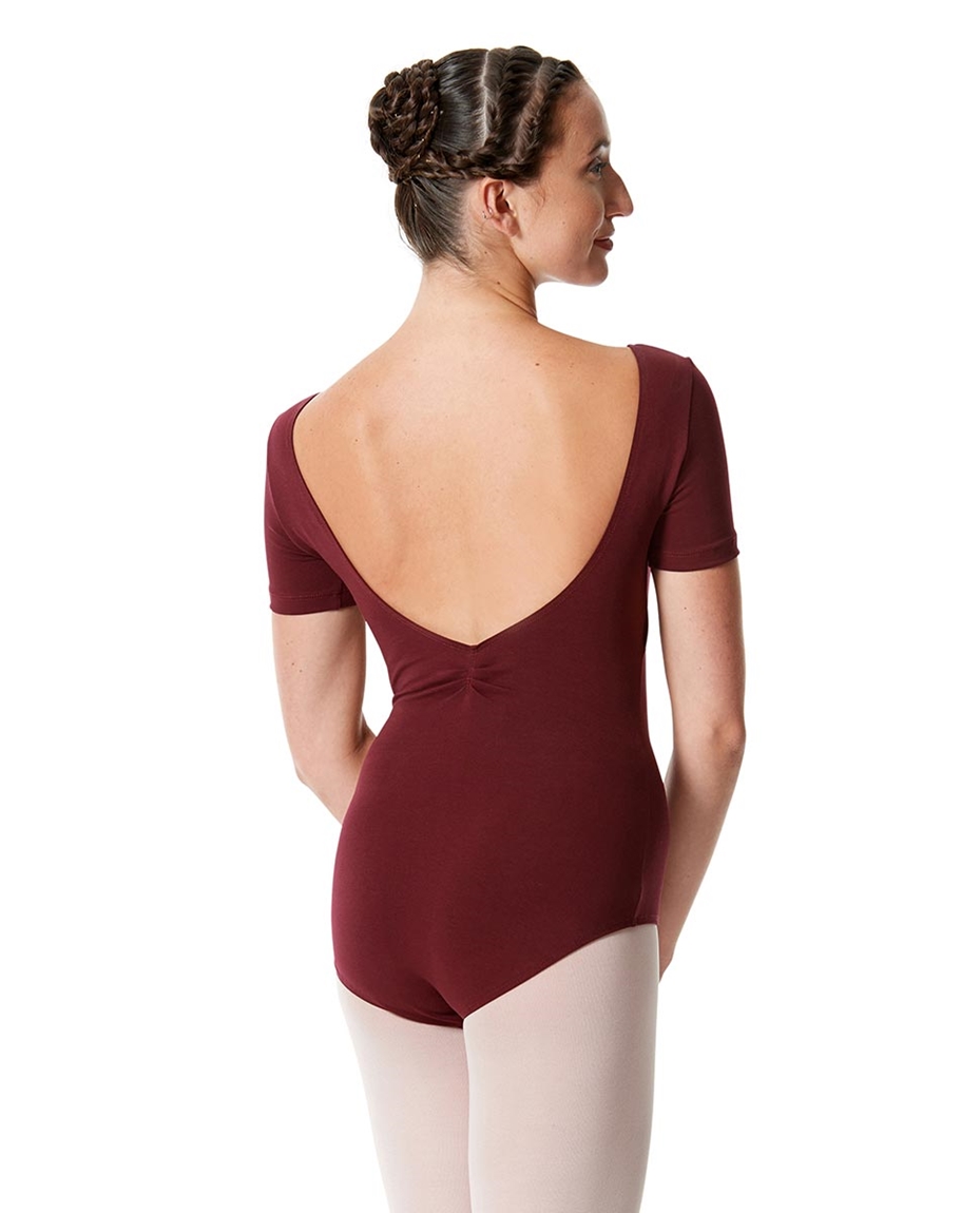 Womens Pinch Front Short Sleeve Dance Leotard Michaela