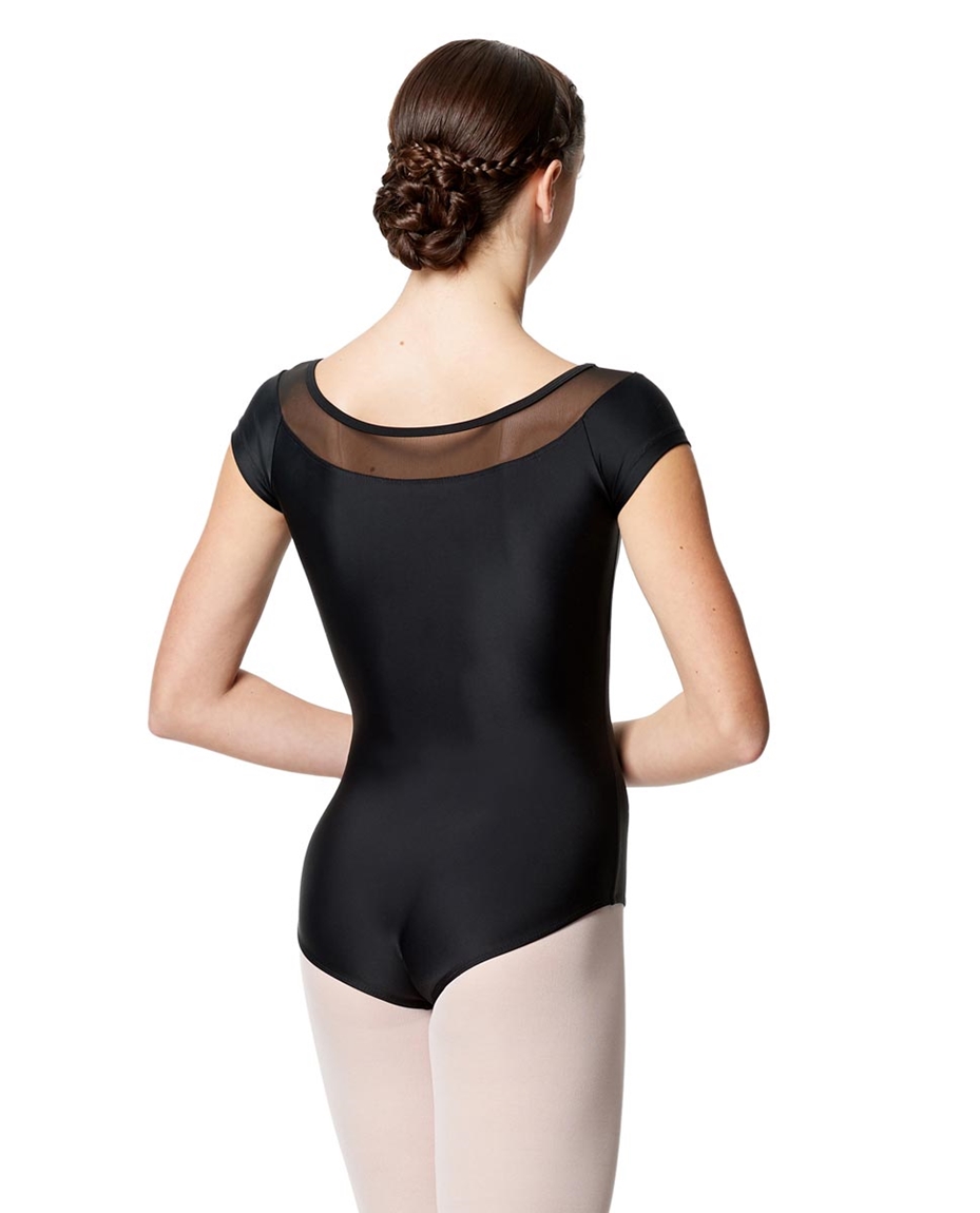 Mesh Cap Sleeves Dance Leotard For Women