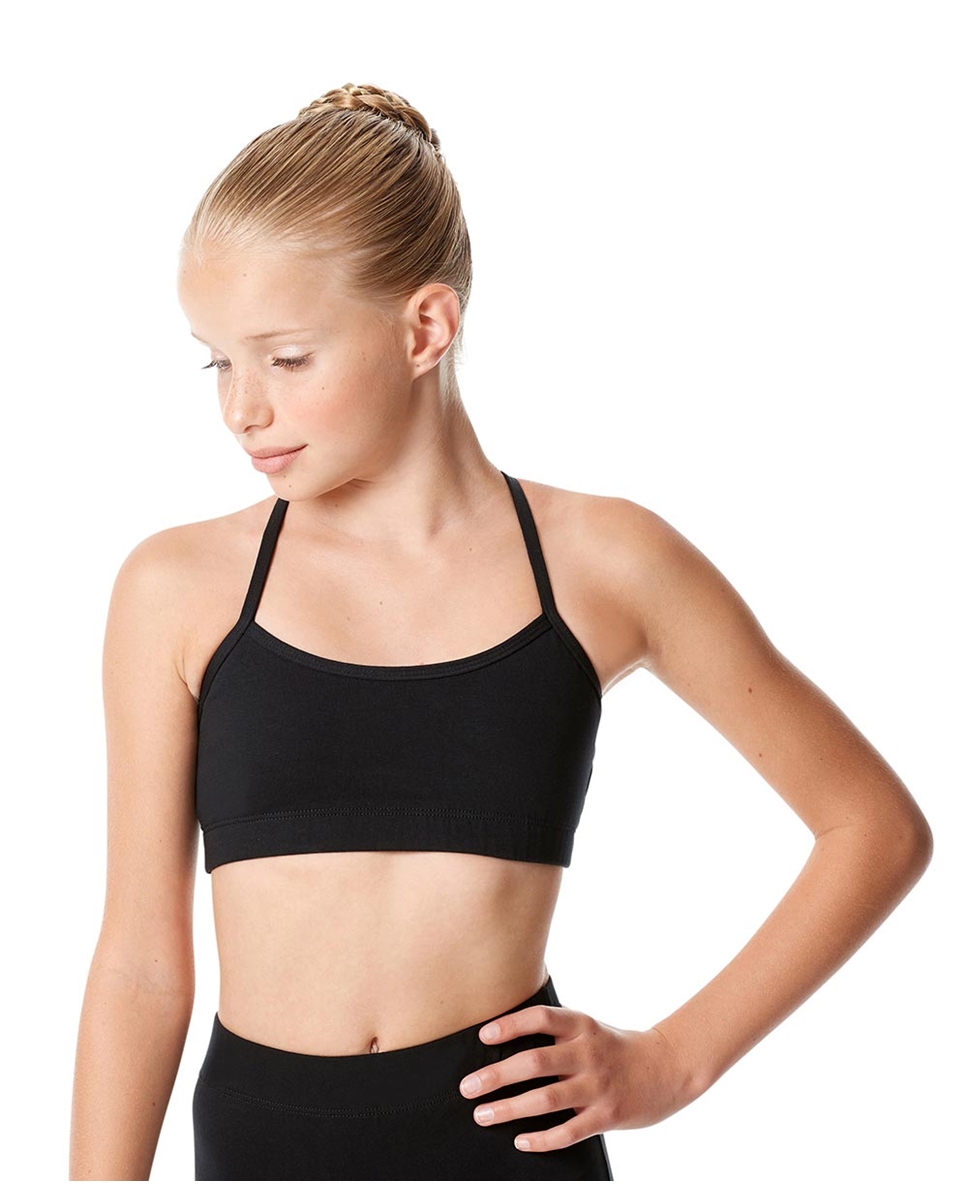 Child Girls Cotton Lycra X-Back Dance Bra Top Tatyana