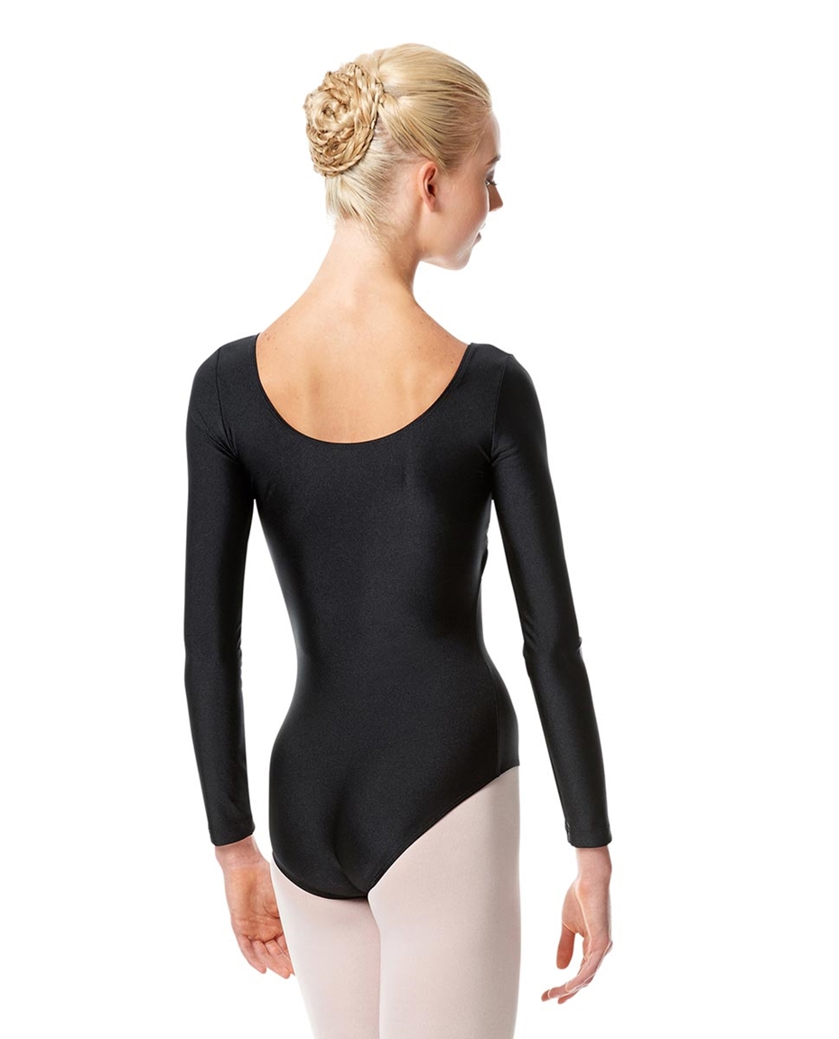 Shiny Long Sleeve Pinch Front Leotard Giselle