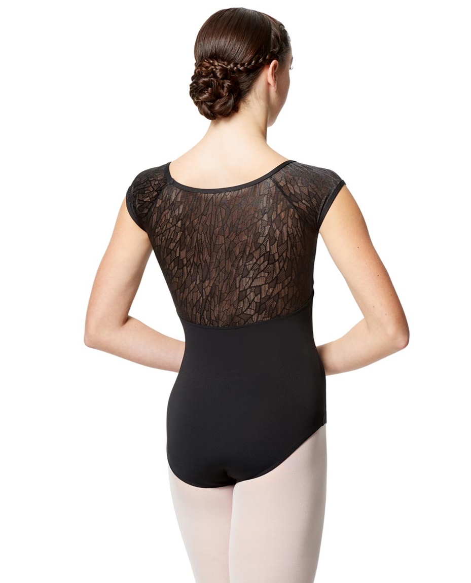 Geo Mesh Cap Sleeve Leotard Ariana For Women