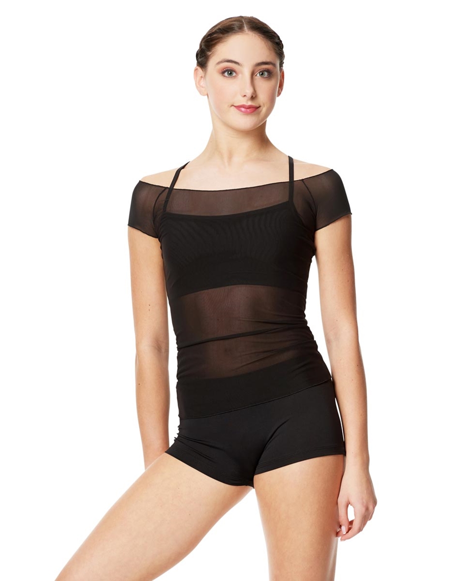 Mesh Cap Sleeve Dance Top Brianna For Women