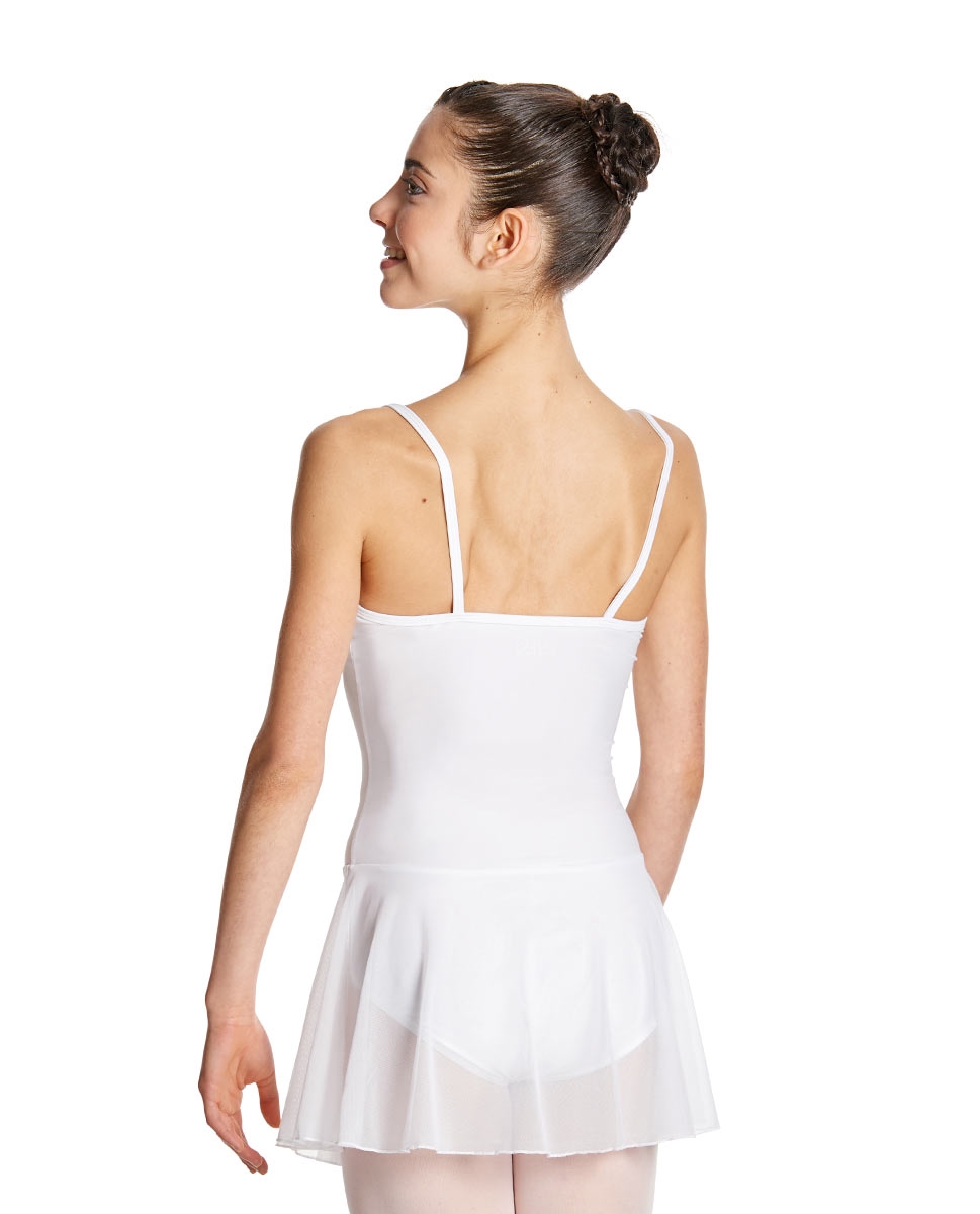 NWT Body Wrappers P732 ruched camisole mesh skirted leotard White ladies ballet 