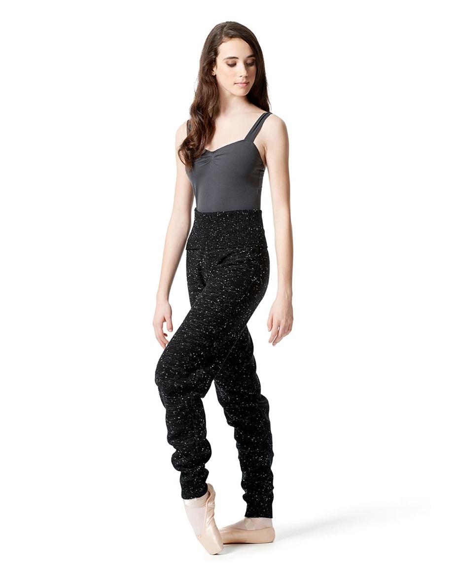 Lulli Adults Acrylic Melange Knit Warm Up Dance Pants with Shirred Hems