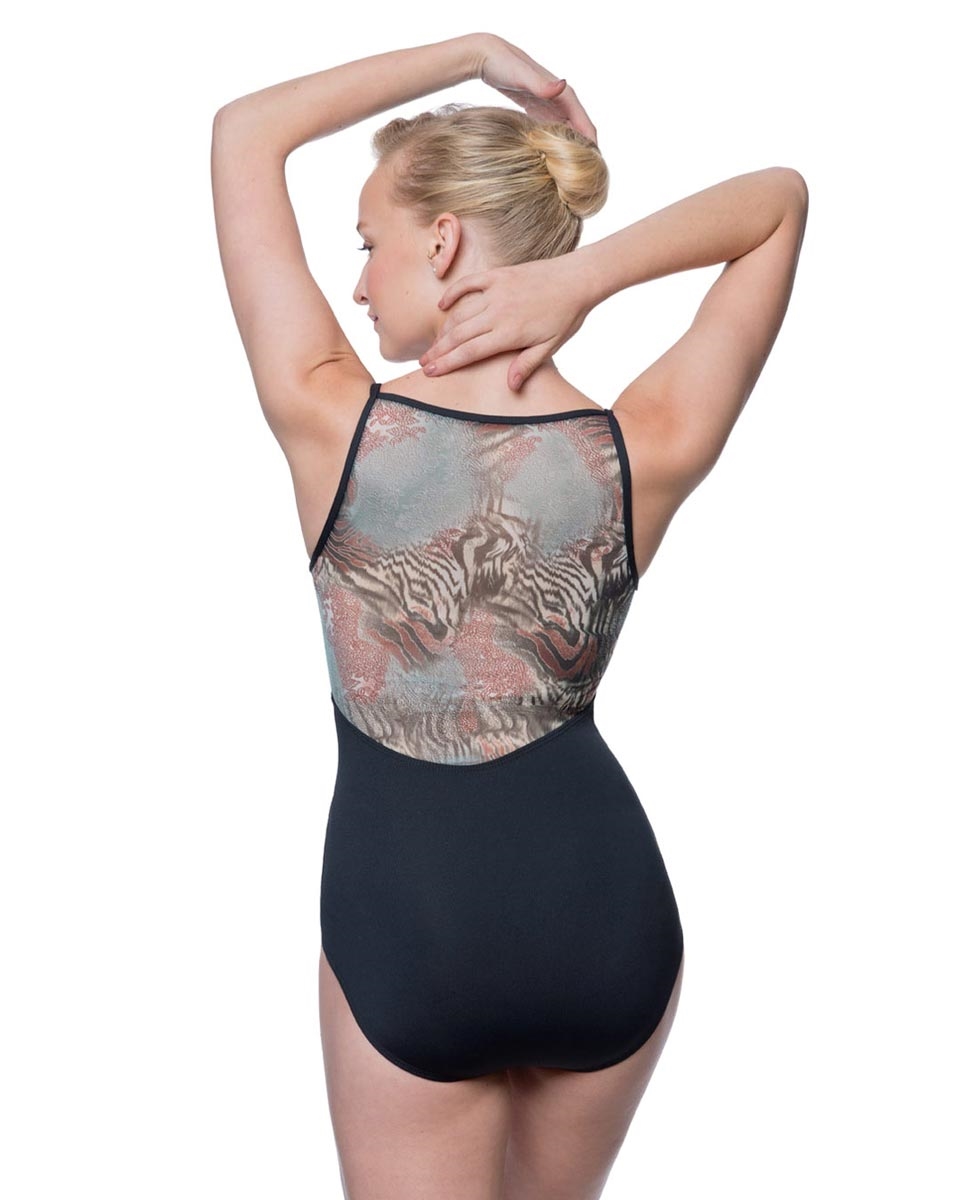 Adult High Neck Printed Mesh Back Leotard Marianne