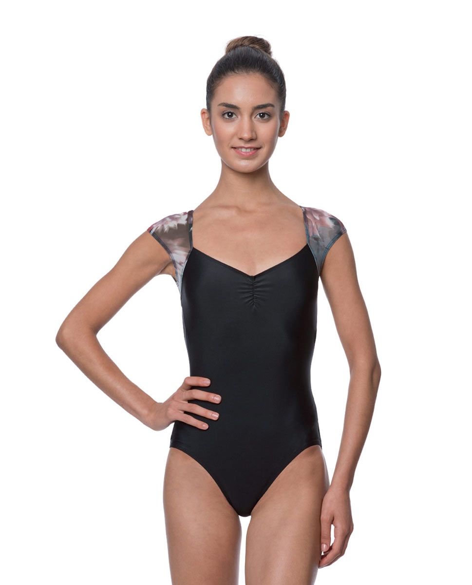 Adult Cap Sleeve Floral Mesh Leotard Monique