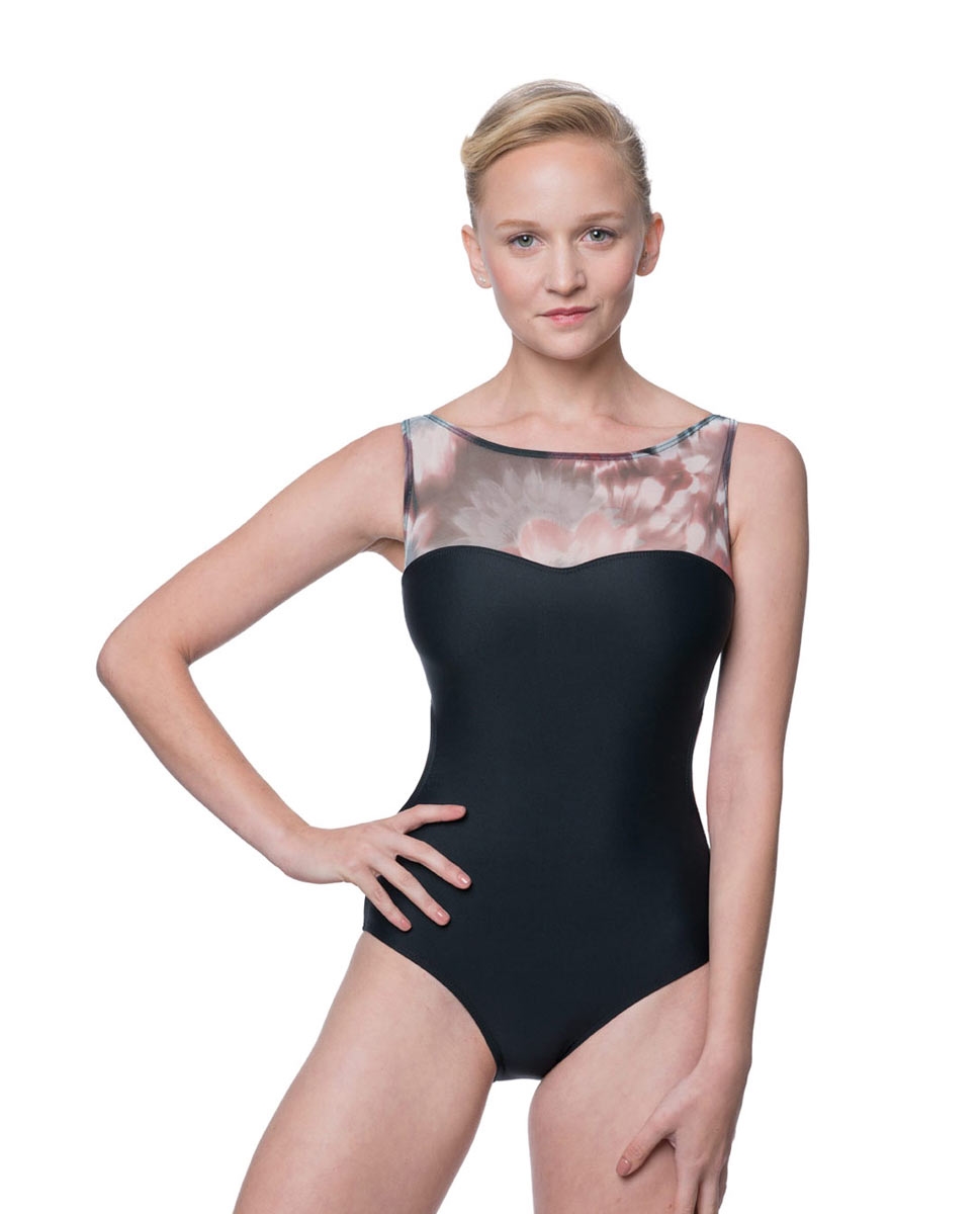 Womens Floral Mesh Tank Ballet Leotard