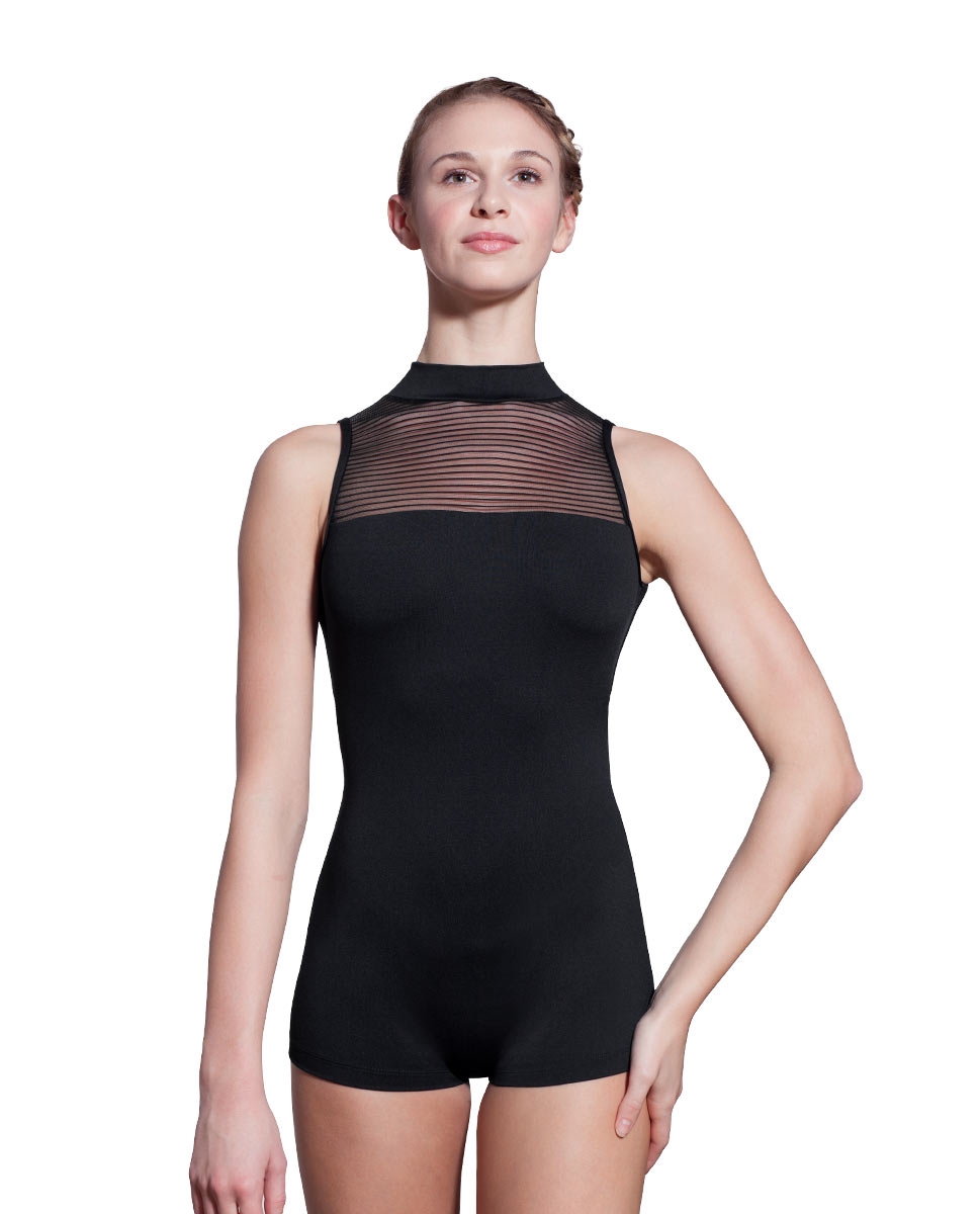 Adult Striped Mesh Short Unitard Kelly