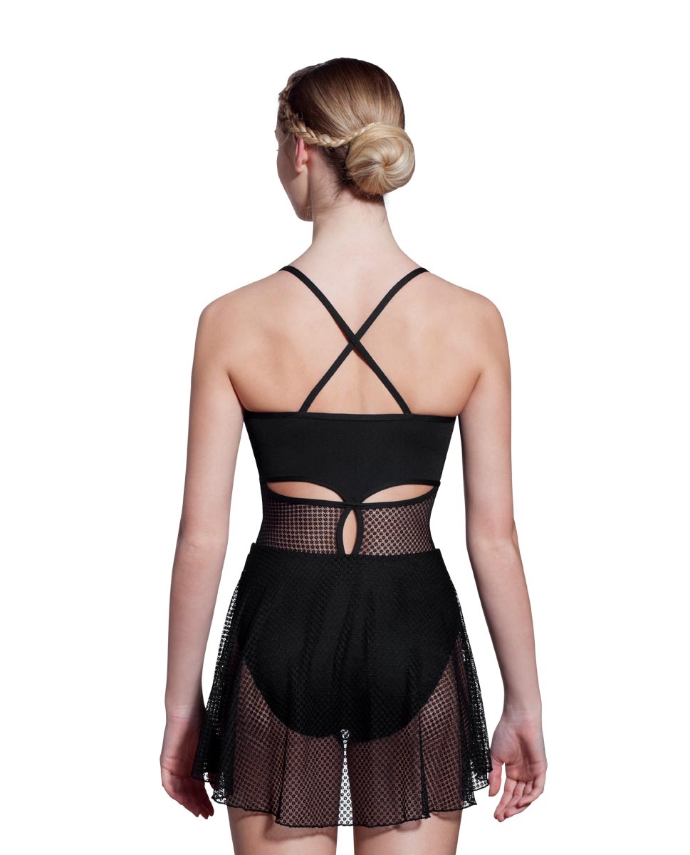 Women X-Back Mesh Skirted Leotard Stephanie