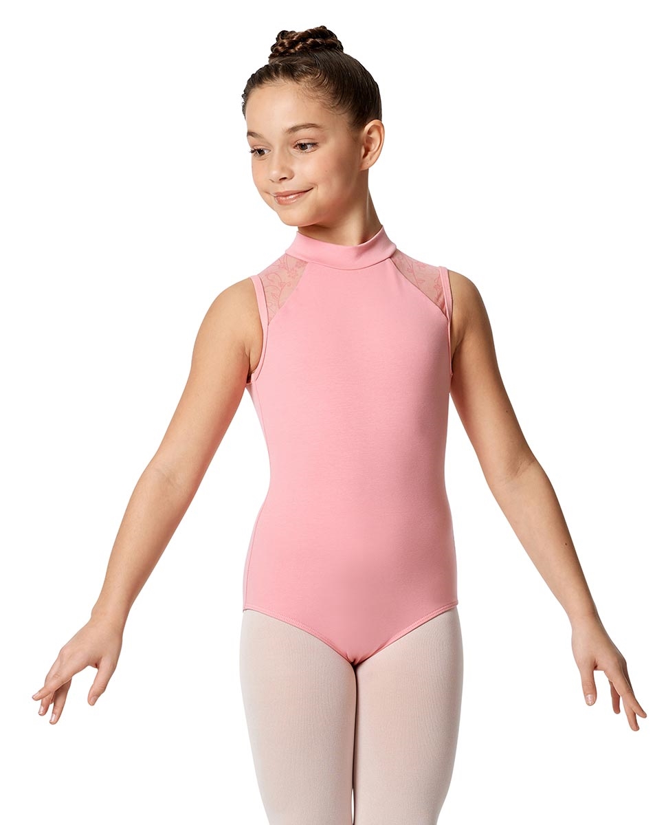 Girls Mock Neck Lace Dance Leotard Carla