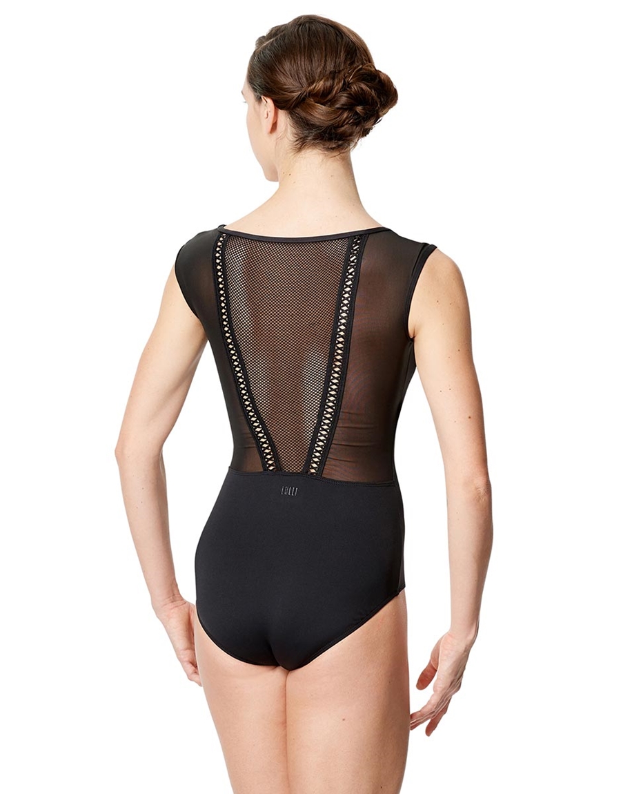 Adult Microfiber and Mesh  Cap Sleeve Leotard Priscila