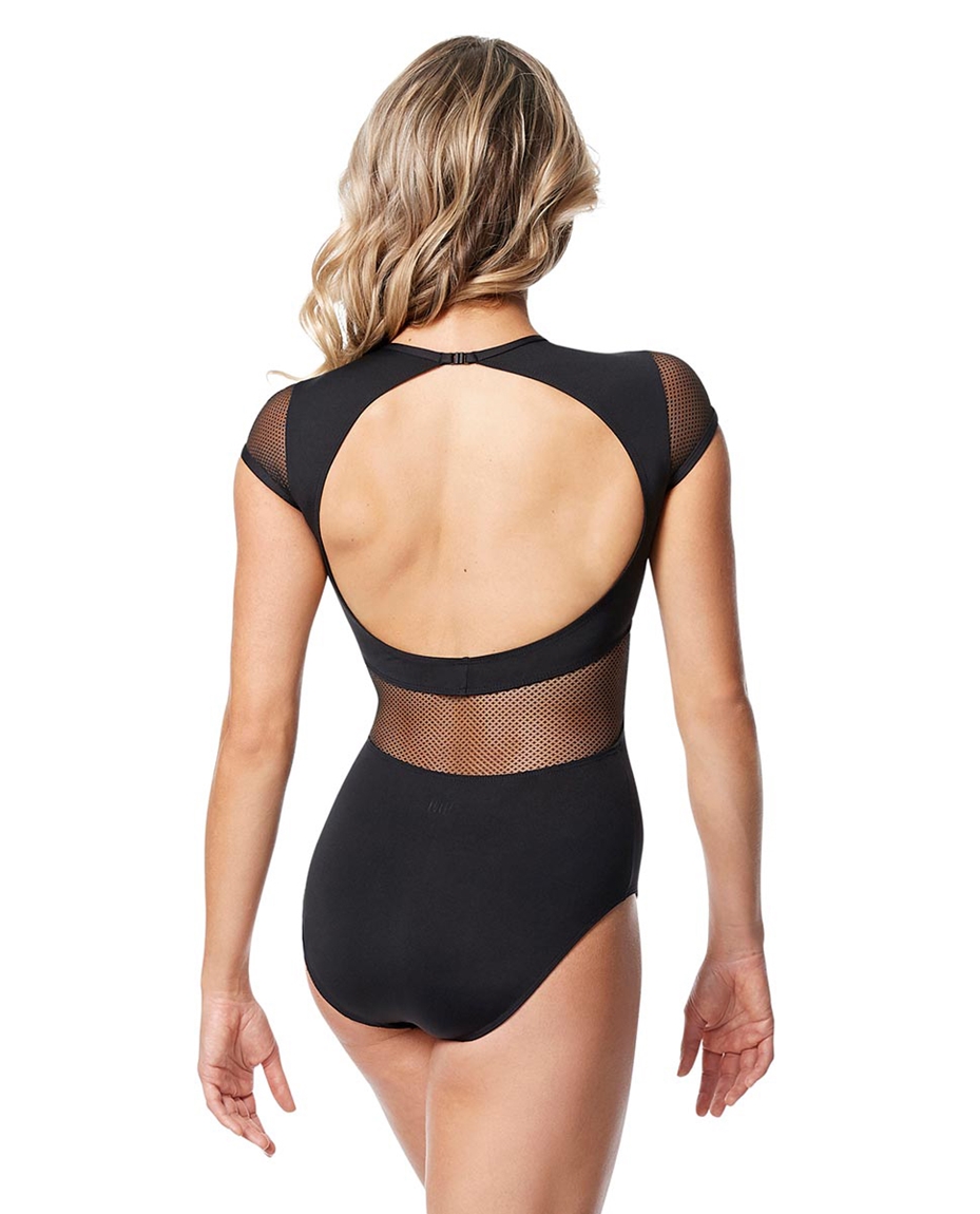 Cap Sleeve Black Leotard Orlina