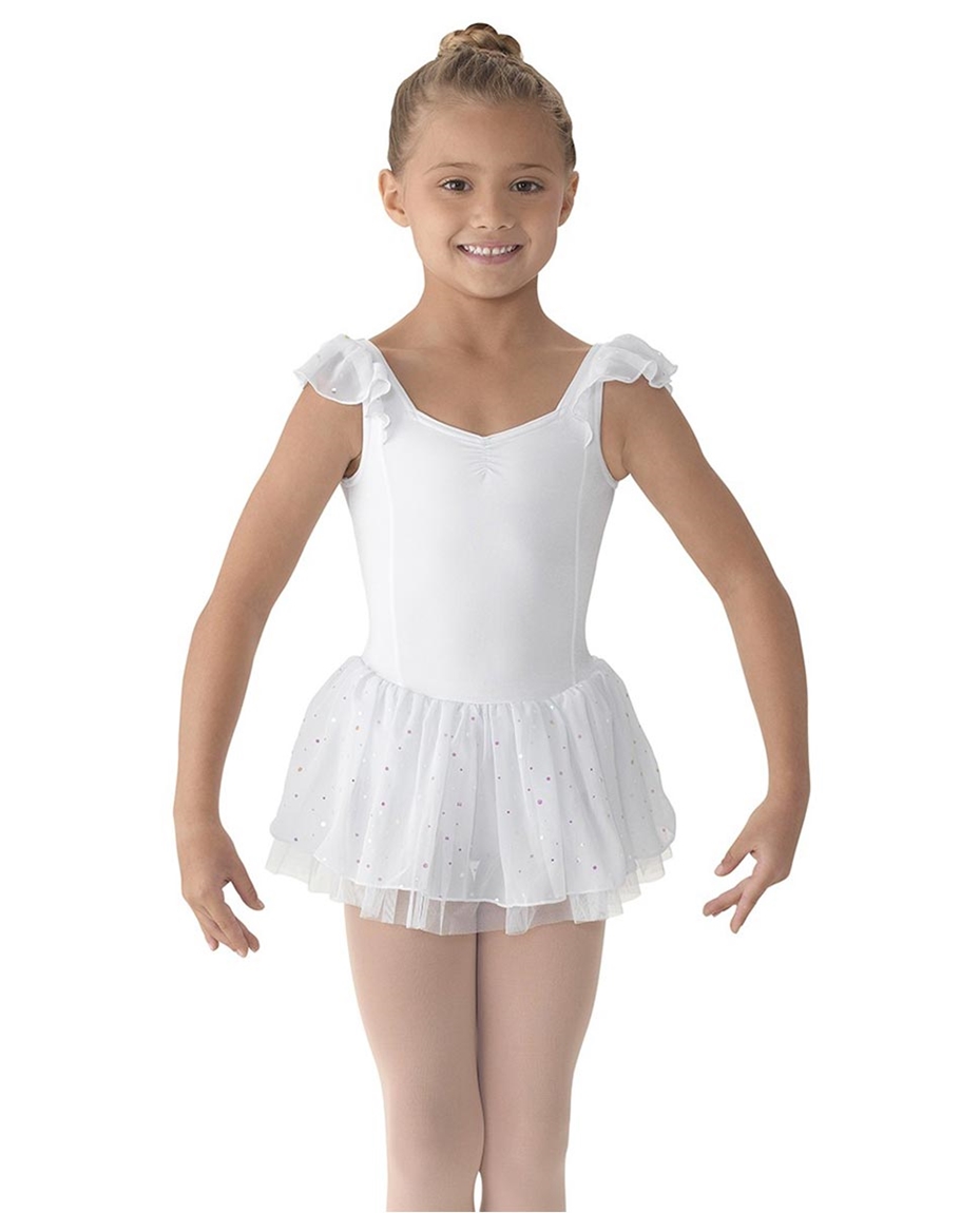 Childs Flutter Sleeve Dance Dress white