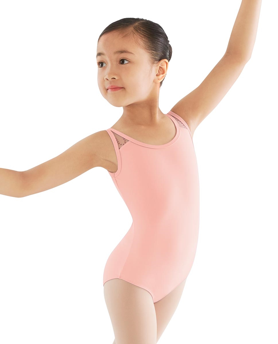 ranrann 2PCS Kids Girls Ballet Dance Gymnastic Unitard Mesh Leopard Halter Athletic Tank Top with Bottoms Set