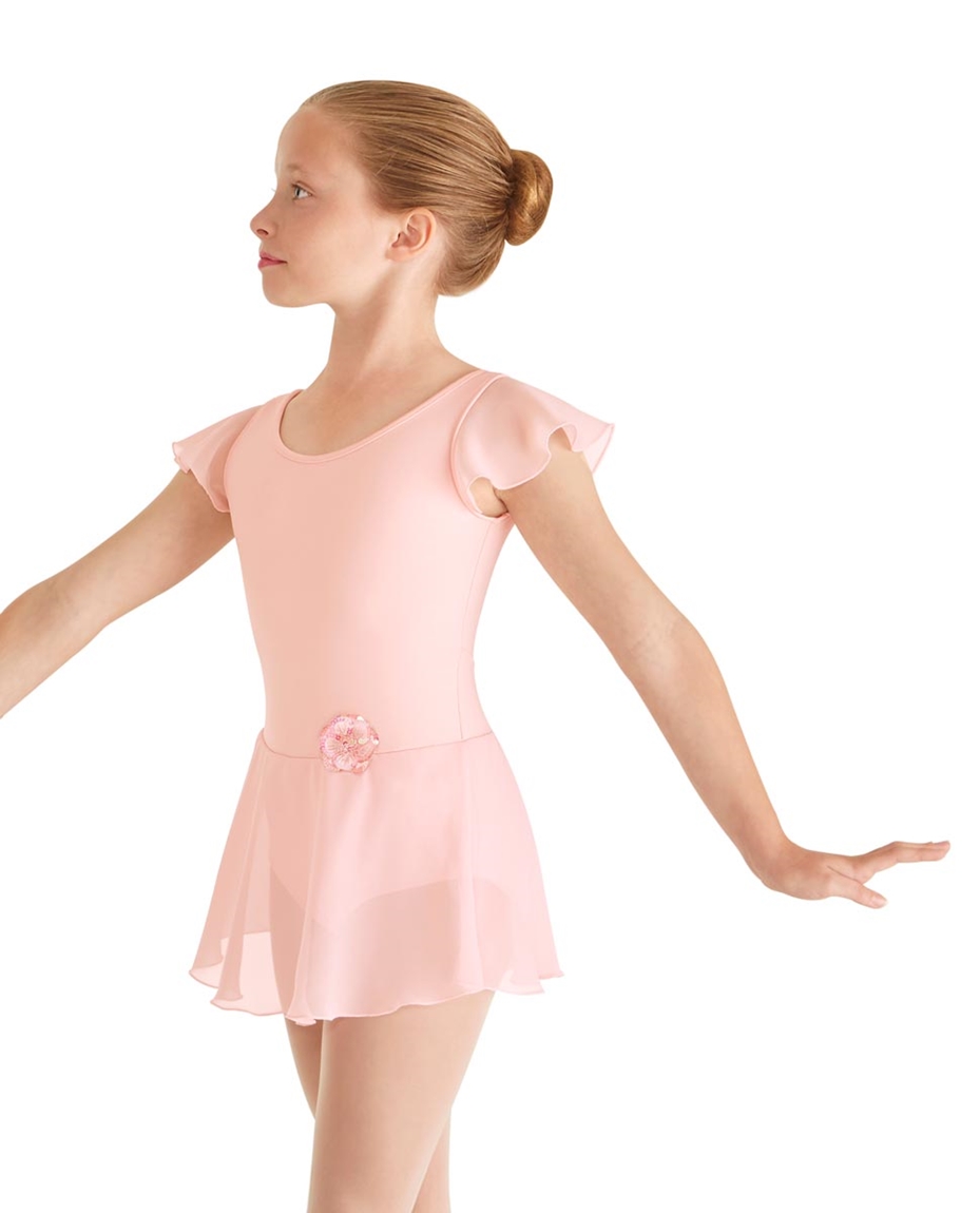 Skirted Flutter Sleeve Ballet Leotard pink