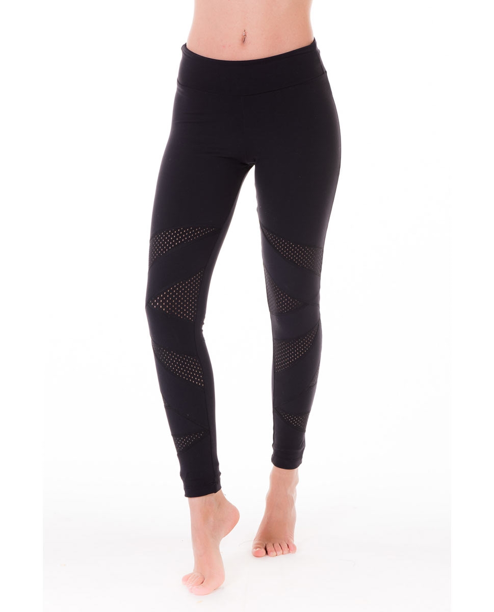 Womens Perforated Inserts Long Supplex Leggings