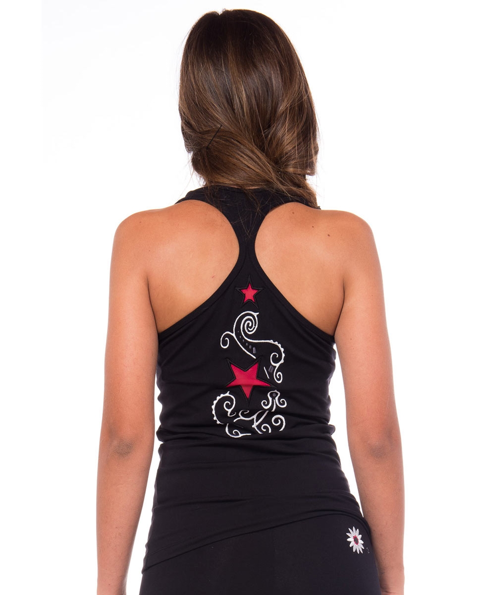 Womens Racer Back Supplex Top with Mesh Stars