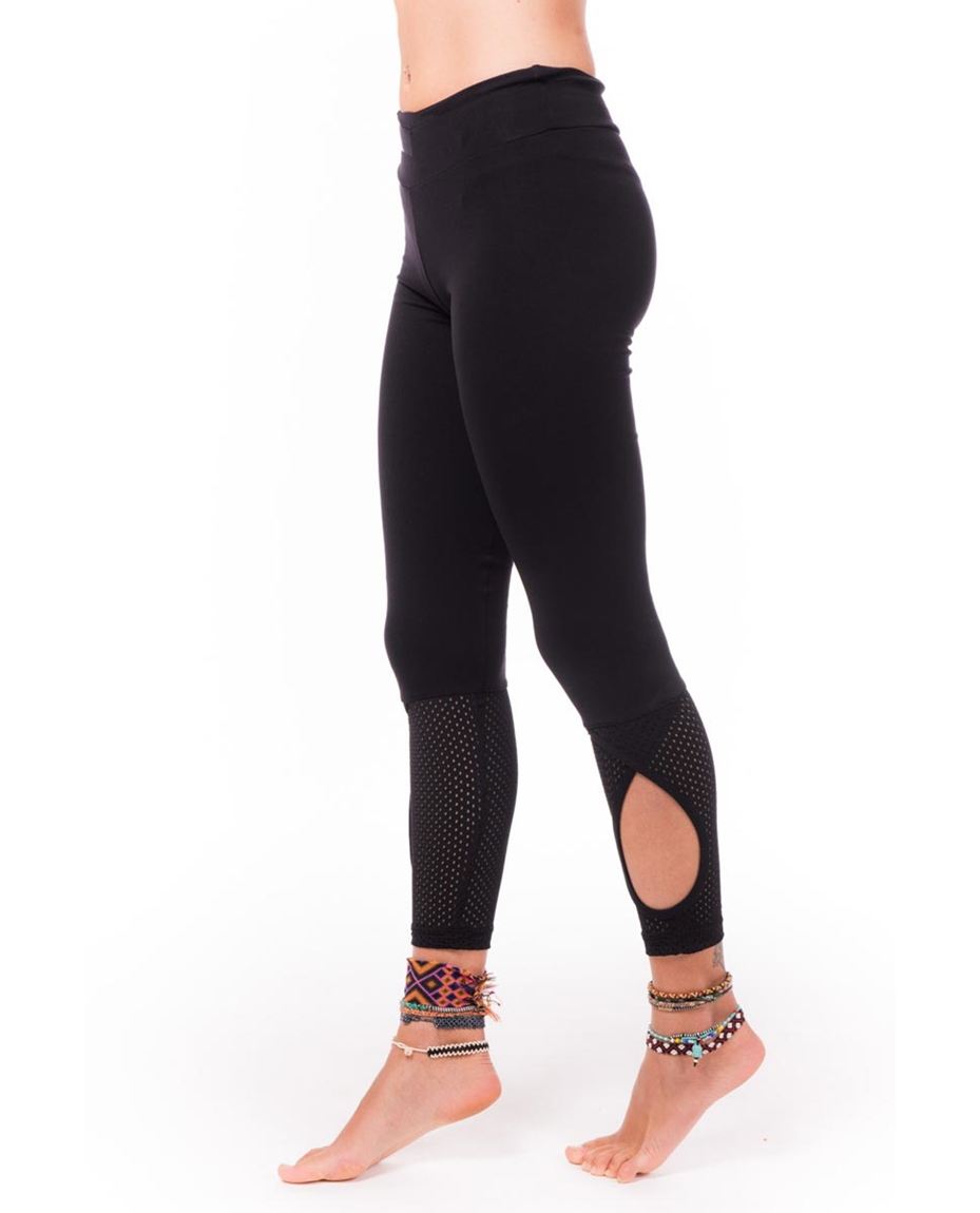 Womens Mesh Insets Supplex Long Leggings