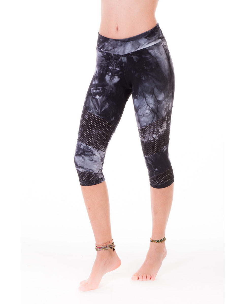 Womens Perforated Cyber Tie Dye Supplex Capri 