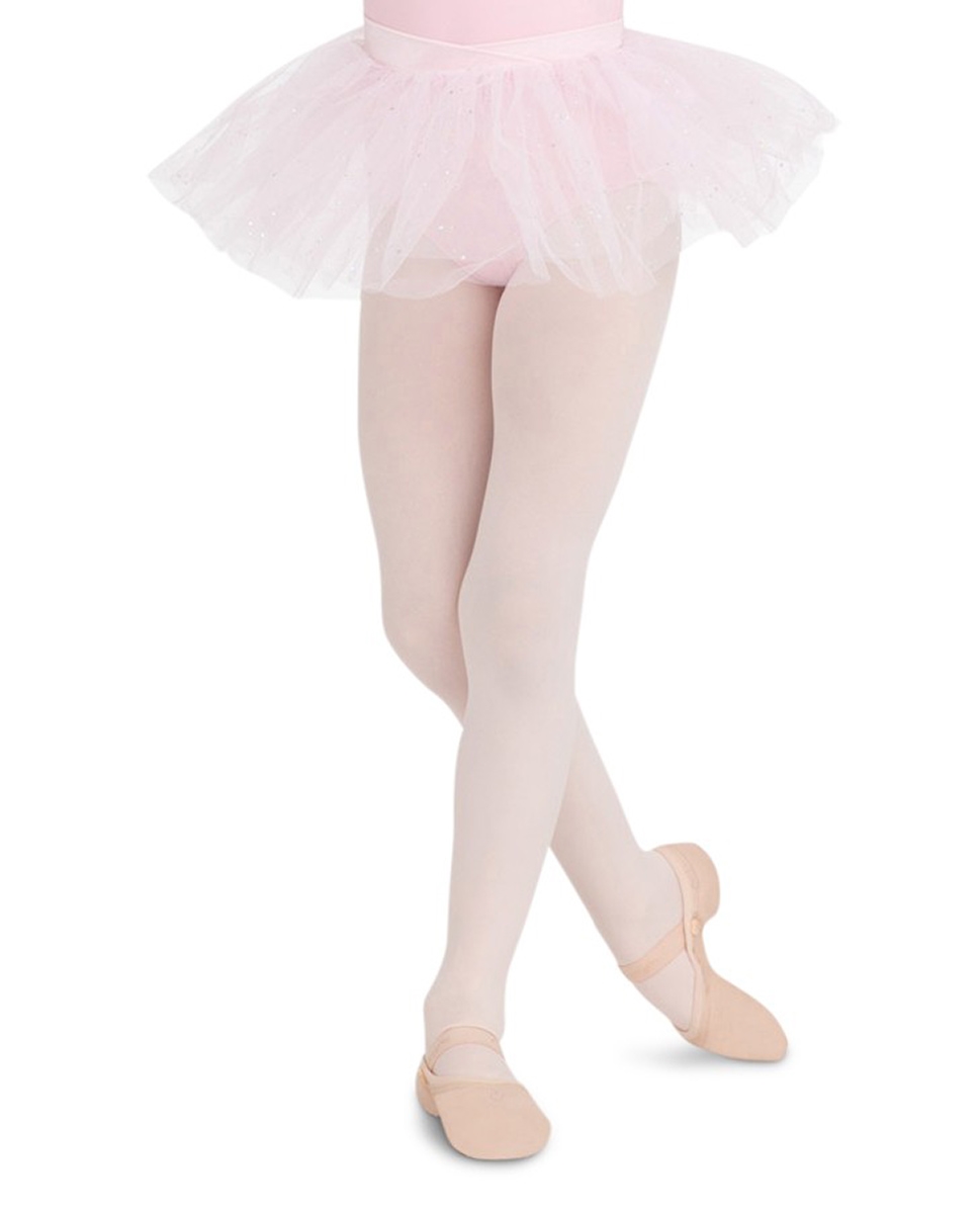 2 layer Dance Ballet tulle Skirt White Frosty iridescent dot child szs 