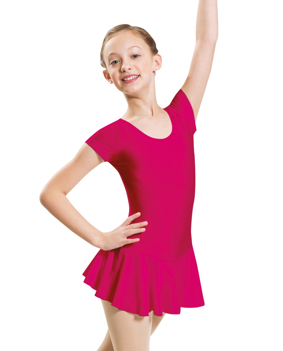 NWT Ballet DanceDress CottonSpndx ShortSleeve 3 Colors Girls szs Skirted leotard 
