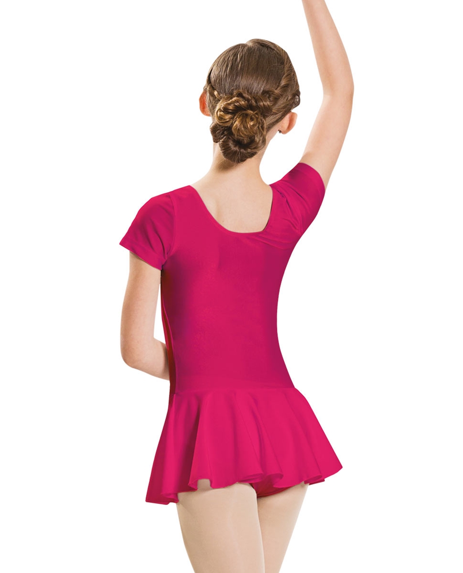 Cap Sleeved Dance Leotard with Skirt for Girls