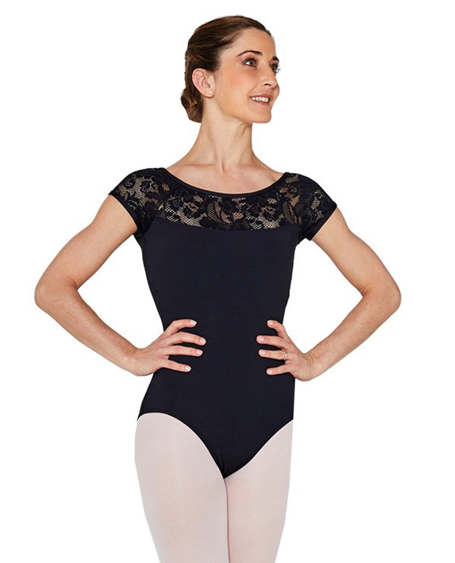 Women Lace Cap Sleeve Dance Leotard