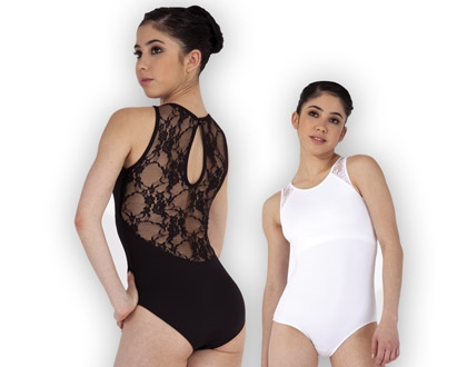 Women Lace Sleeveless Microfiber Dance Leotard