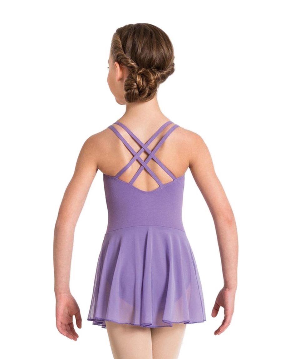 Girls Camisole Double Cross Skirted Dance Leotard