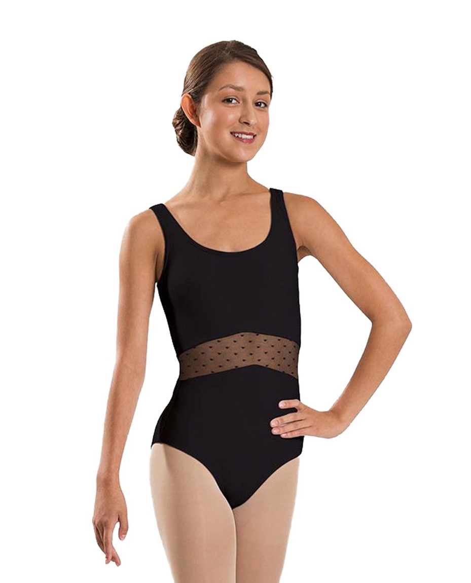 Adult Mesh Rushed Front Tank Dance Leotard