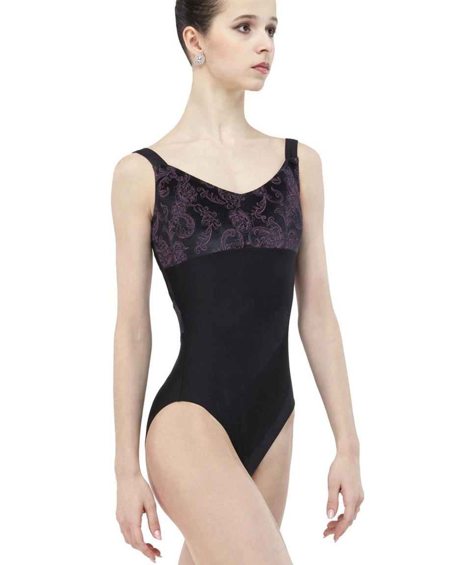 Women Printed Velvet Dance Leotard Empire