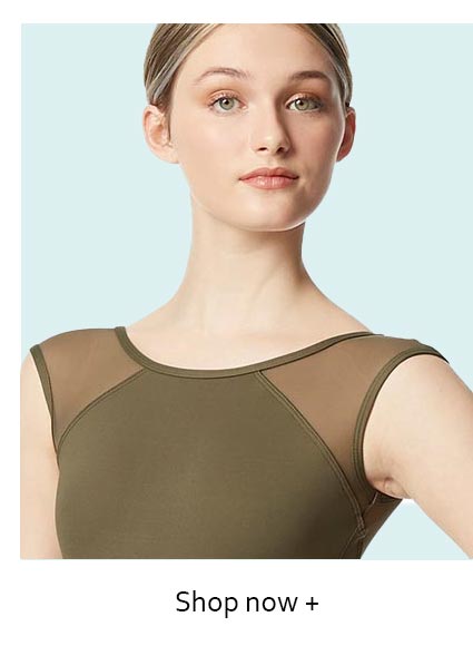 LULLI Microfiber Yoke Mesh Cap Sleeve Leotard Nikita LUB348