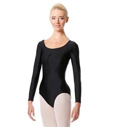 Shiny Long Sleeve Pinch Front Leotard Giselle