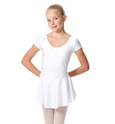 Child Shiny Short Sleeve Skirted Ballet Leotard Emmy