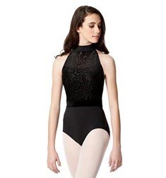 Adult Halter Neck Flocked Velvet dance Leotard Mia