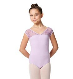 Girls Cap Sleeve Lace Dance Leotard Lina