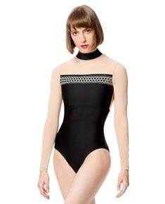 Adult Embroidered Microfiber Long Sleeve Leotard Rio