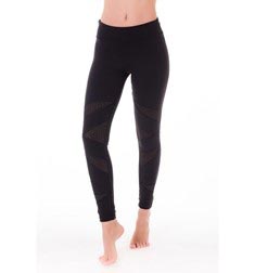 Womens Perforated Inserts Long Supplex Leggings