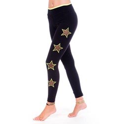 Womens Long Supplex Leggings with Mesh Neon Stars