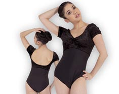 Women Velvet Short Sleeve Dance Leotard Linda