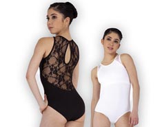 Women Lace Sleeveless Microfiber Dance Leotard