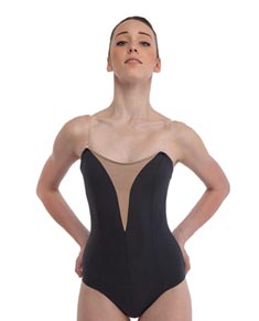 Women Camisole Black Tan Dance Leotard