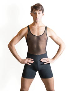 Mens Mesh Dance Short Unitard 